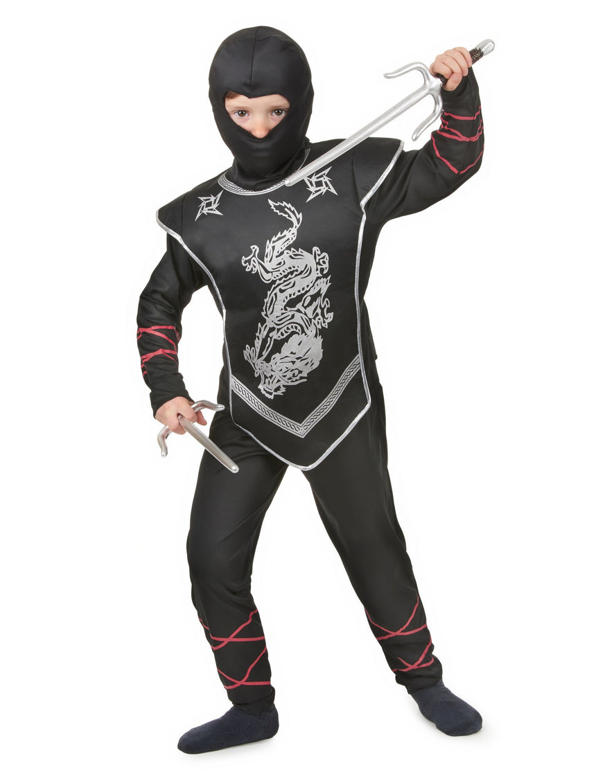 Déguisement ninja dragon argenté garçon