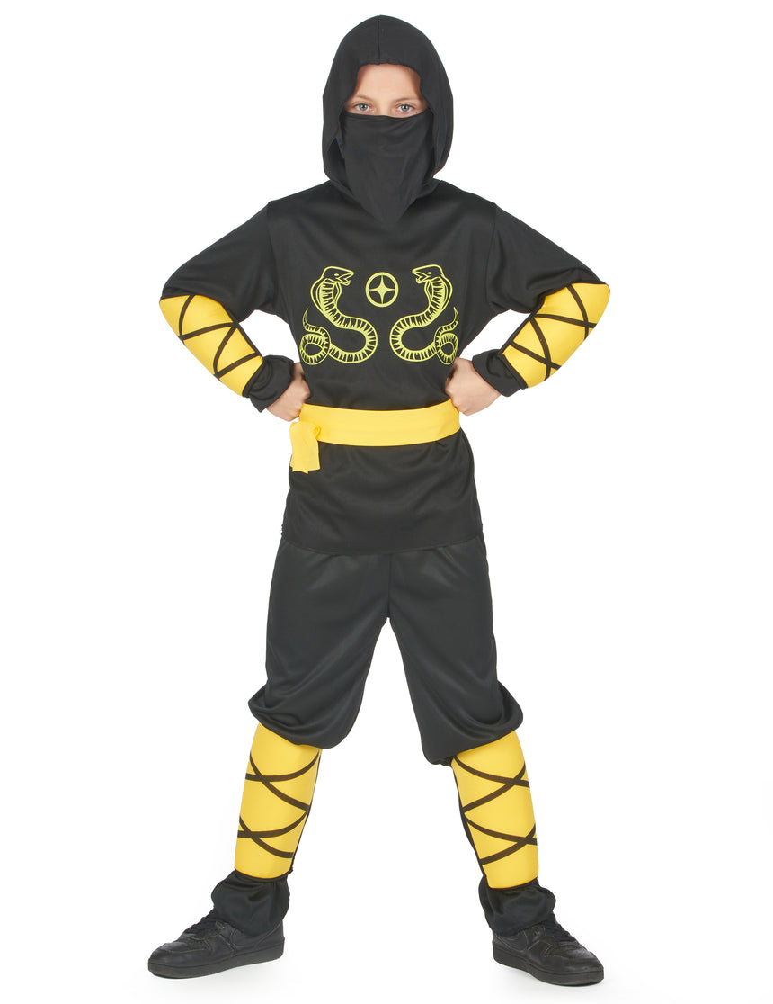 Déguisement ninja noir et jaune garçon