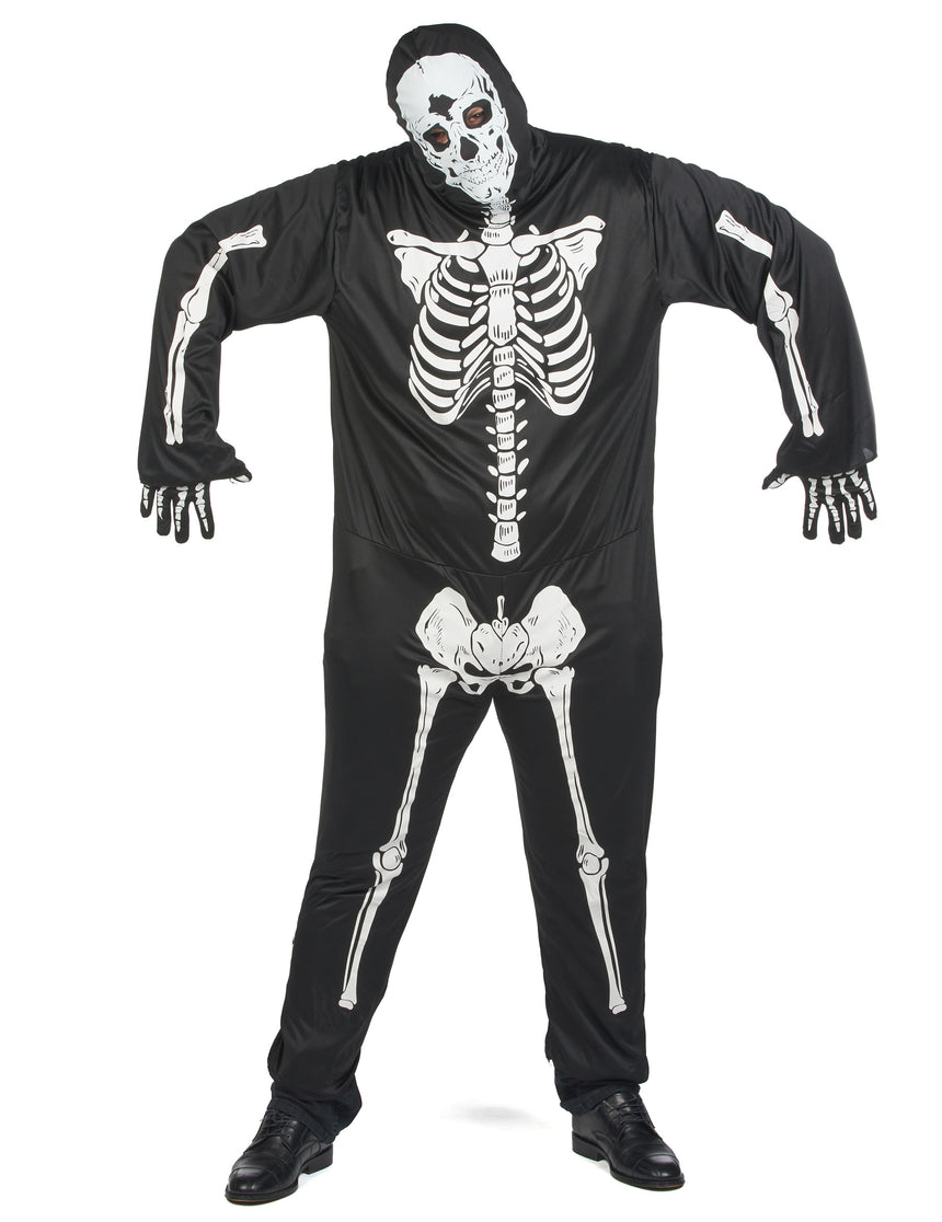 Déguisement noir squelette homme grande taille Halloween