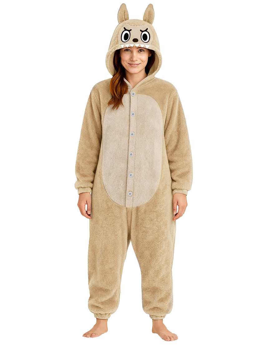 Déguisement peluche monstre beige femme