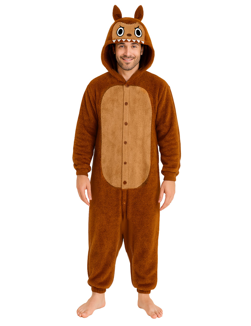 Déguisement peluche monstre marron homme