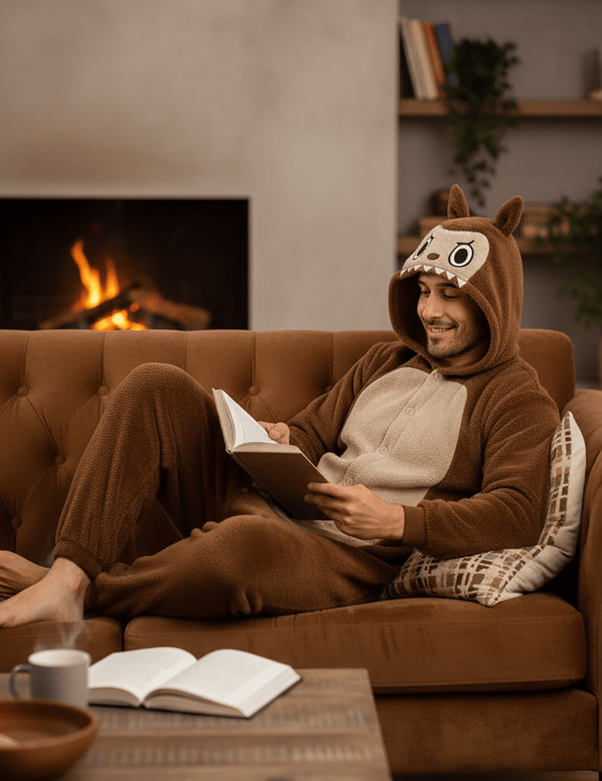 Déguisement peluche monstre marron homme