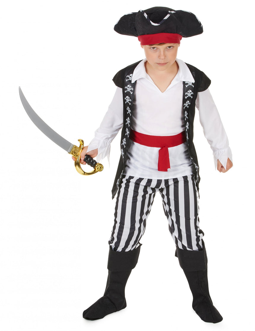 Déguisement pirate avec rayures noires et blanches garçon