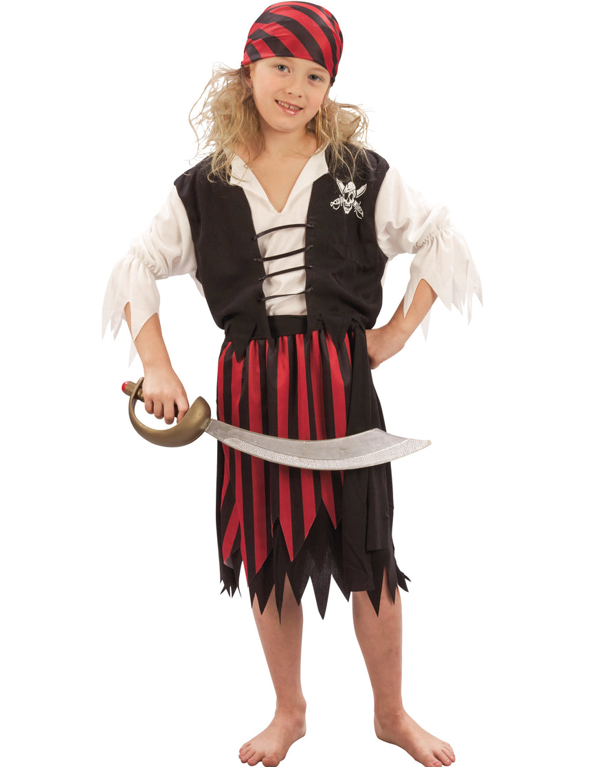 Déguisement pirate corsaire noir et rouge fille