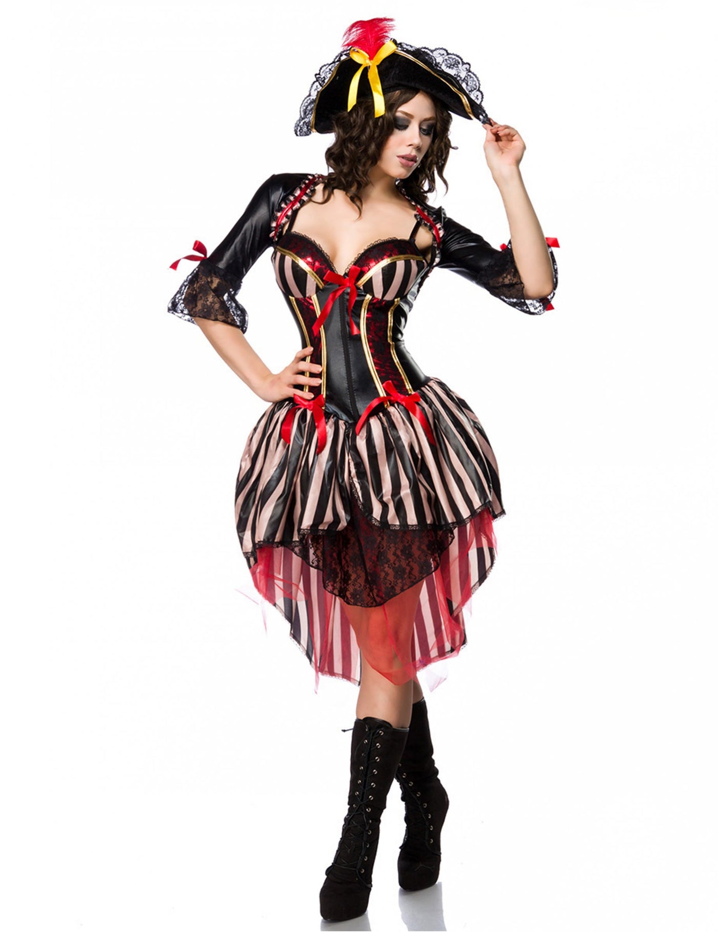 Déguisement pirate corset rouge sexy luxe femme