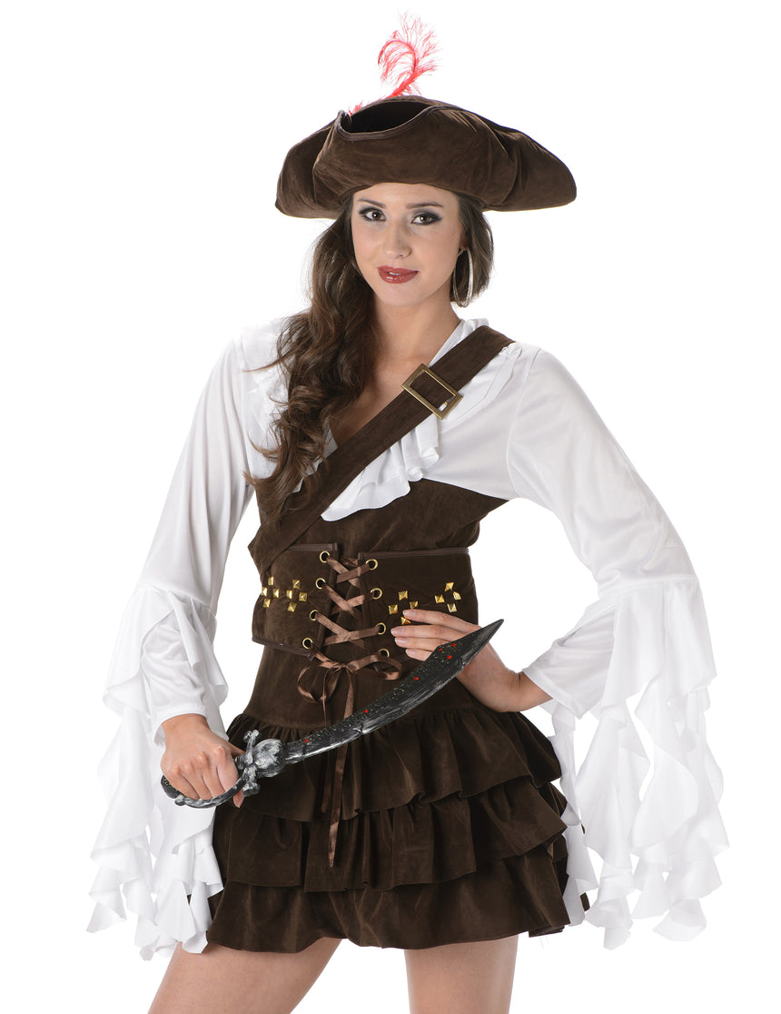 Déguisement pirate effet peau de chamois femme
