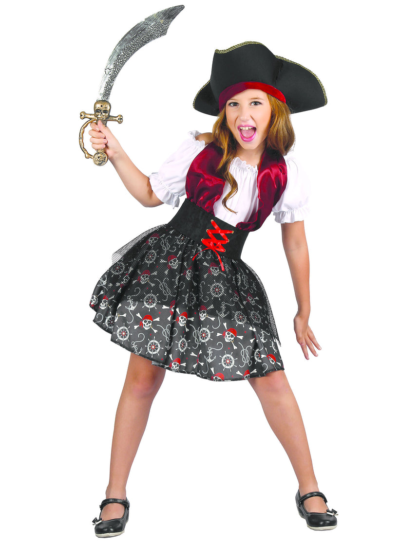 Déguisement pirate imprimé tête de mort fille