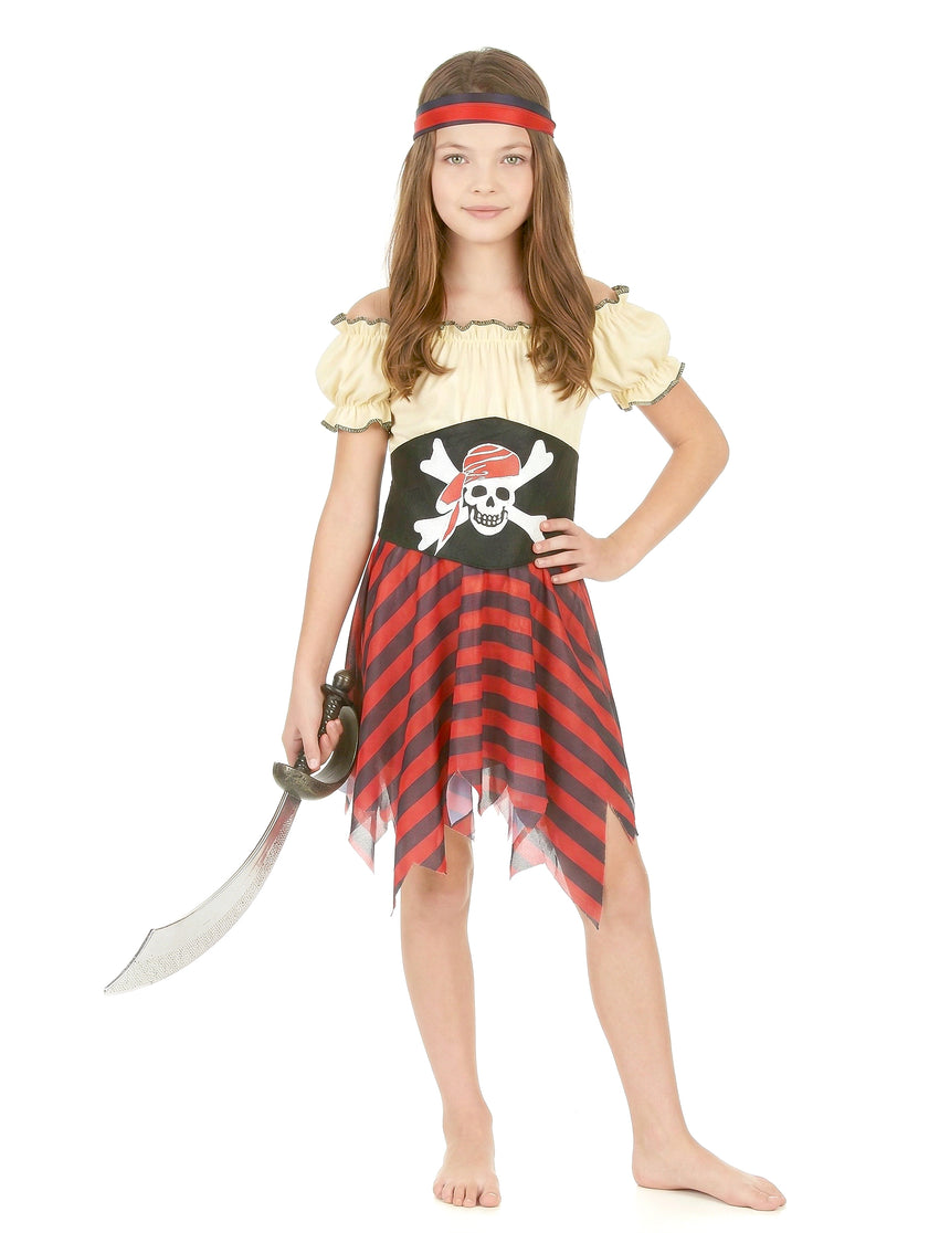 Déguisement pirate jaune et rouge fille