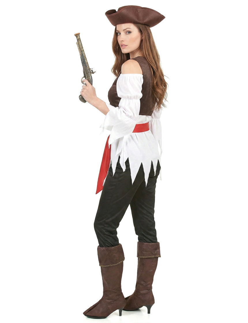 Déguisement pirate marron et blanc femme