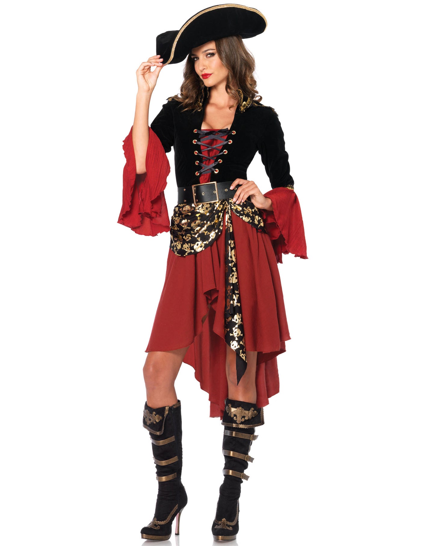 Déguisement pirate motifs dorés femme