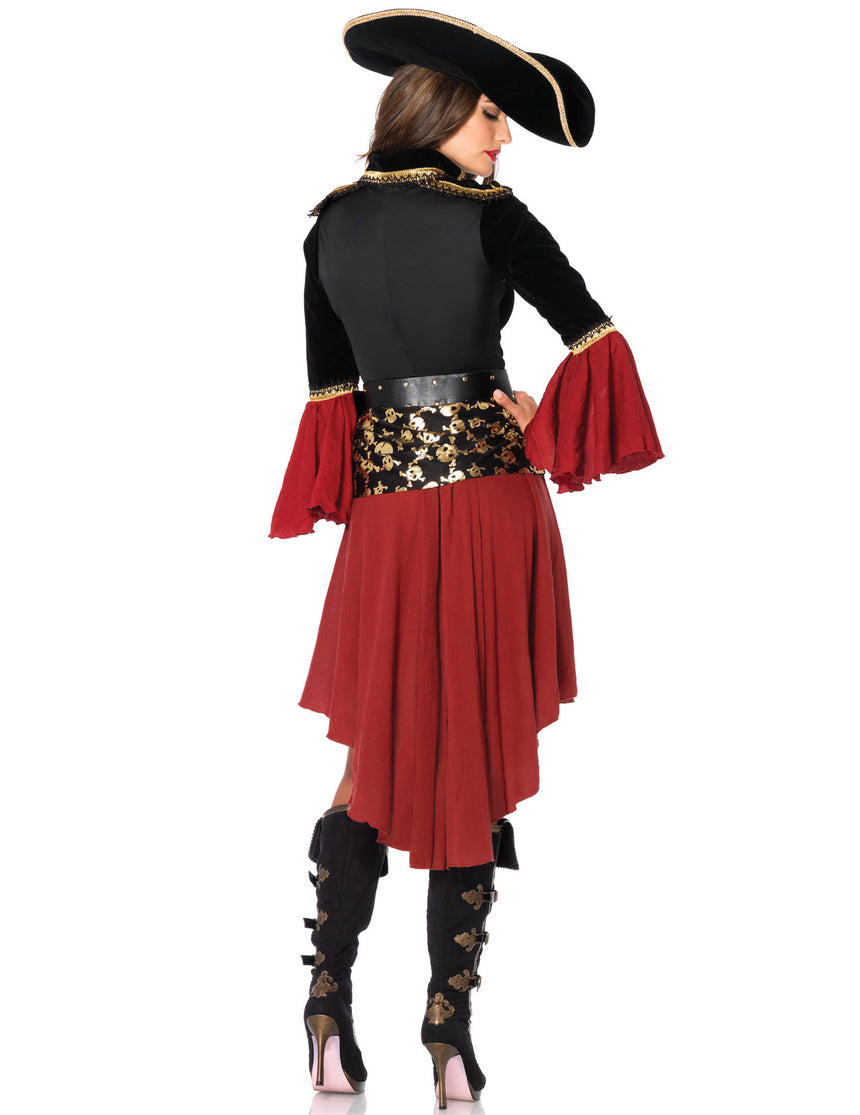 Déguisement pirate motifs dorés femme