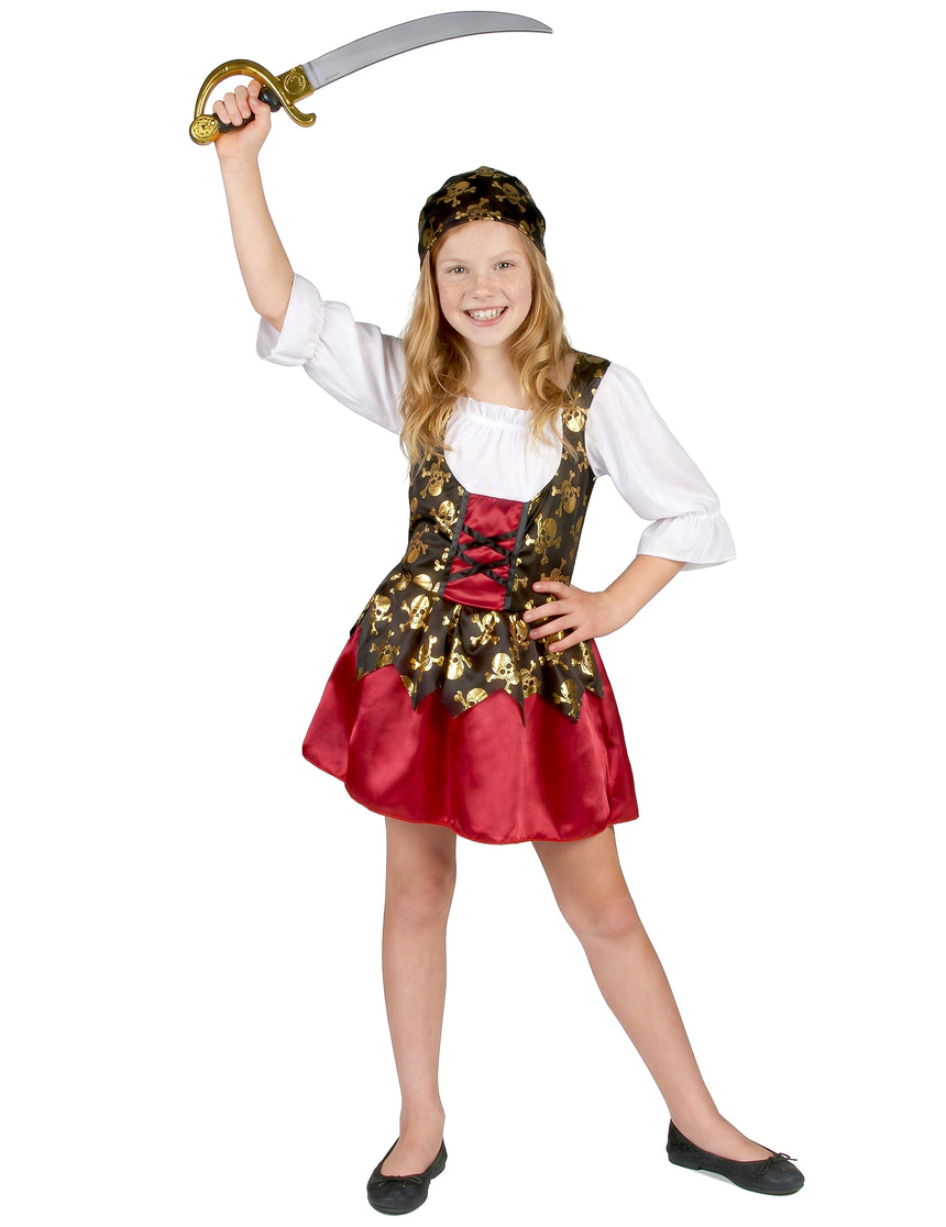 Déguisement pirate motifs dorés fille