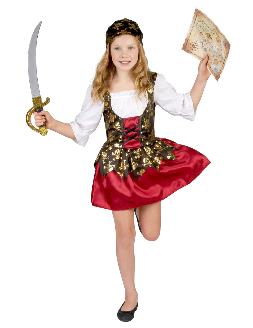 Déguisement pirate motifs dorés fille