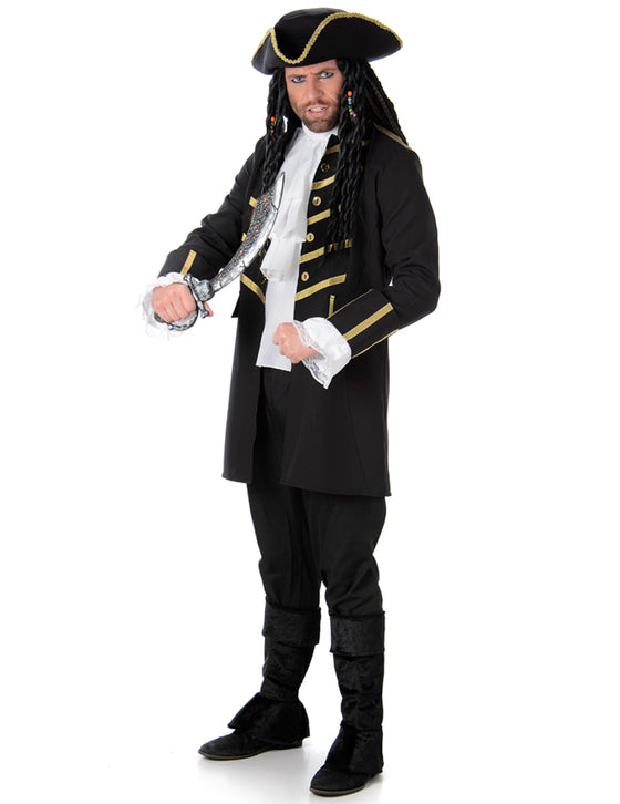 Déguisement pirate noir et doré homme