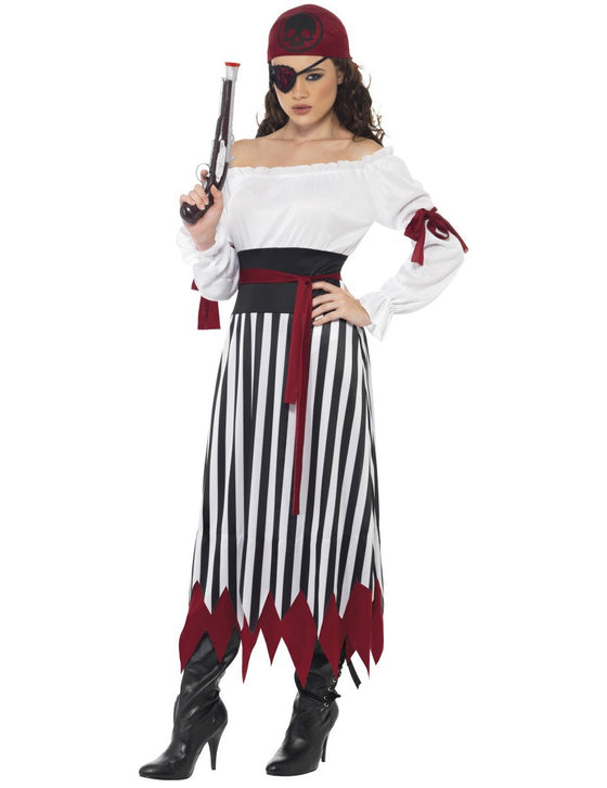Déguisement pirate rayé noire et blanche femme