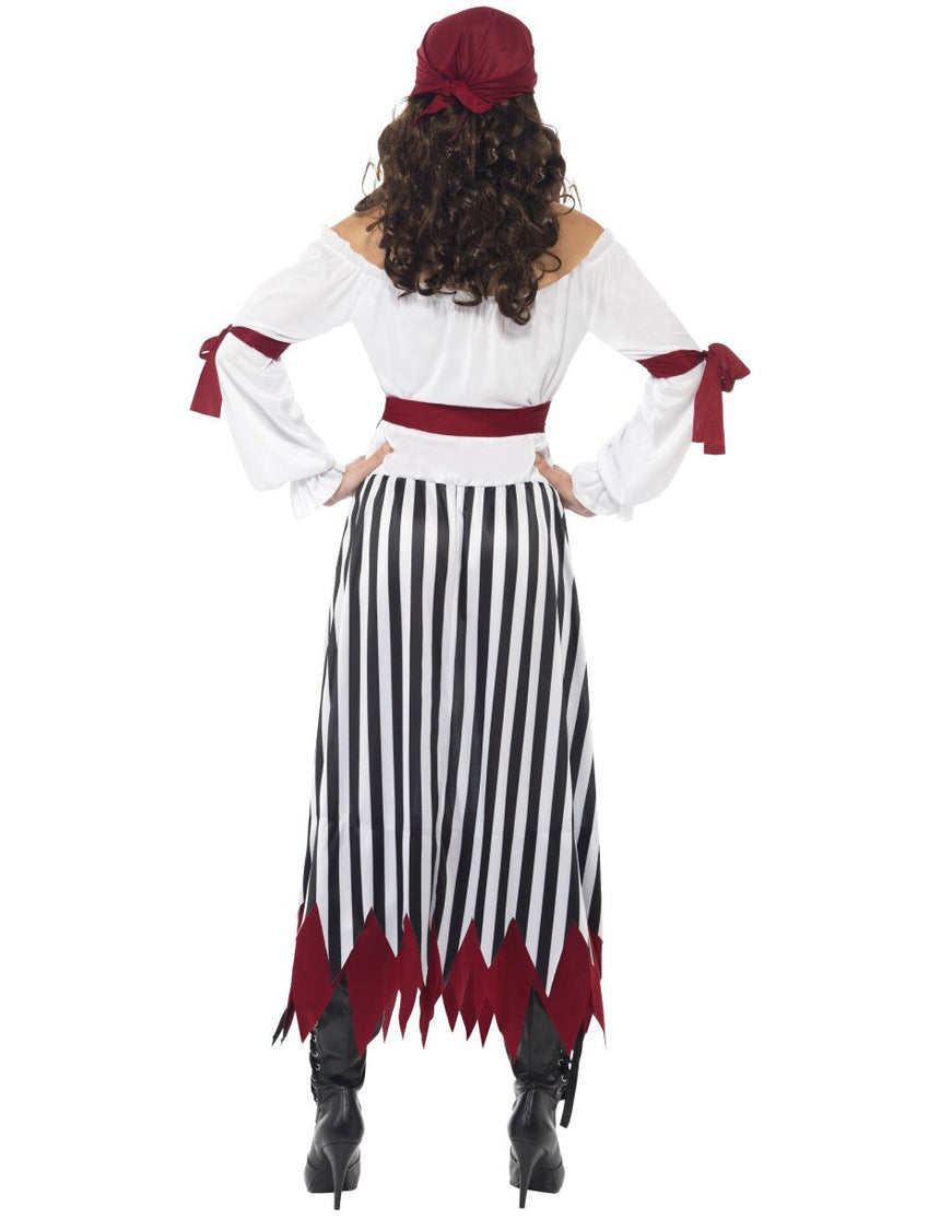 Déguisement pirate rayé noire et blanche femme