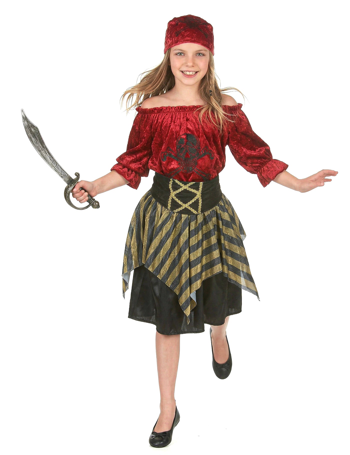 Déguisement pirate rayures dorées fille