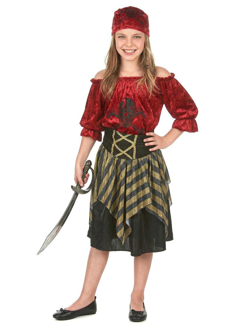 Déguisement pirate rayures dorées fille