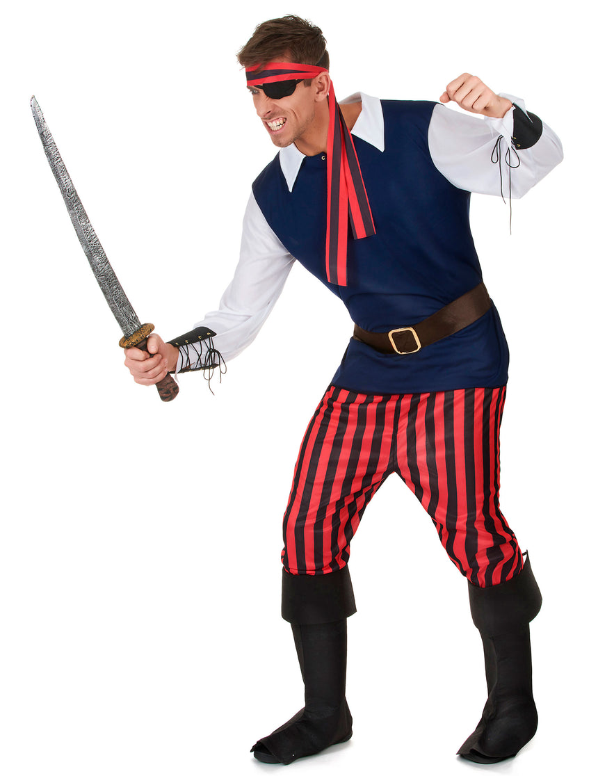 Déguisement Pirate rayures rouges et noires homme