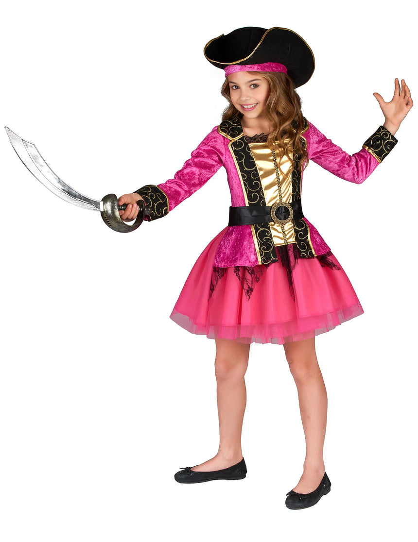 Déguisement Pirate rose et or fille