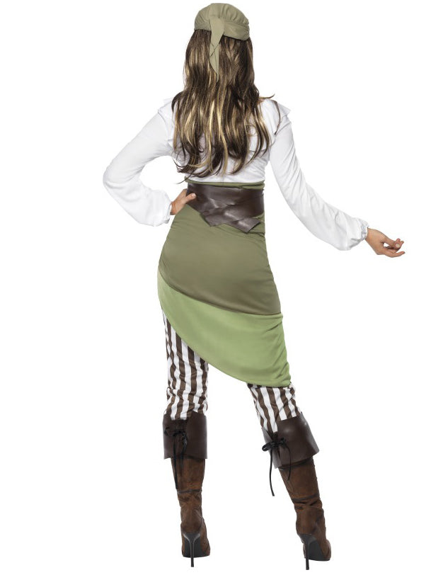 Déguisement pirate vert et blanc femme