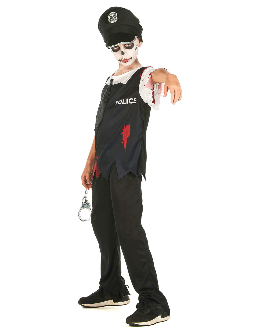 Déguisement policier zombie noir et blanc enfant