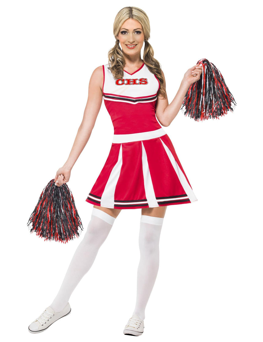 Déguisement pompom girl blanc et rouge femme