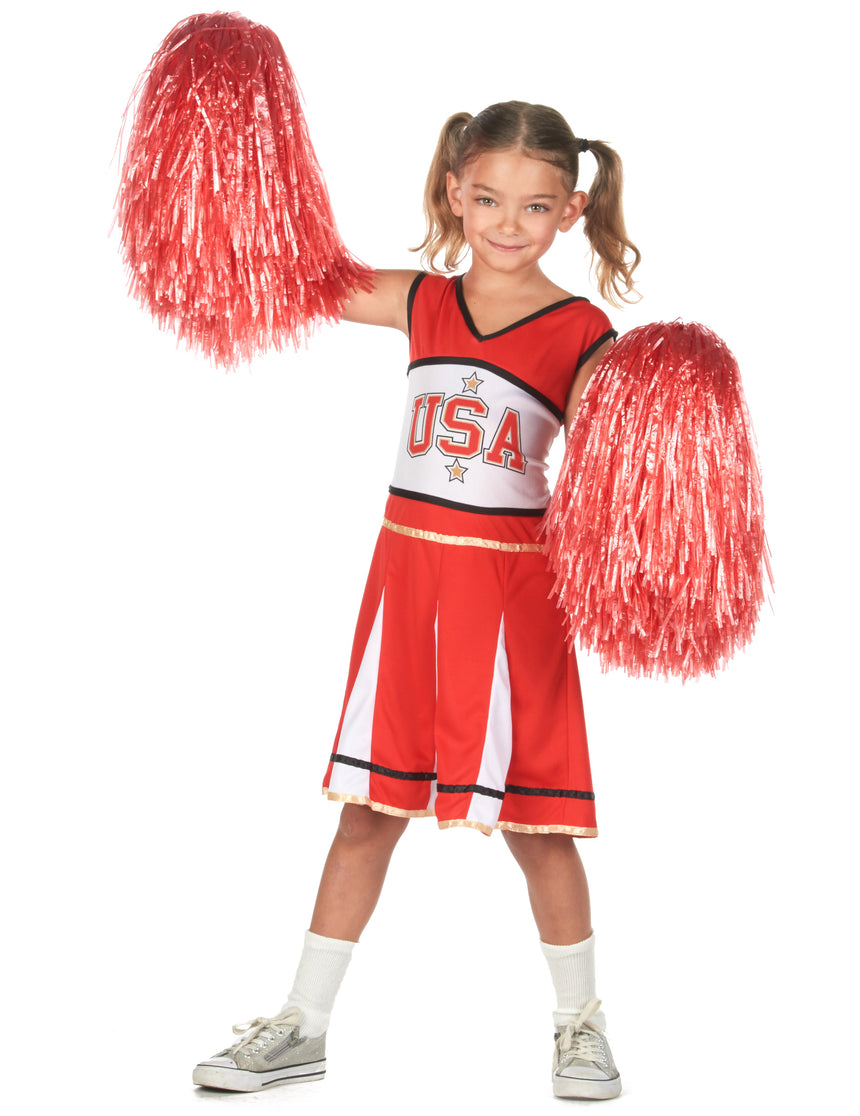 Déguisement pompom girl USA rouge fille