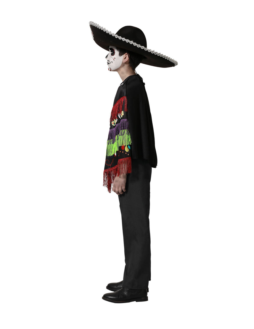 Déguisement poncho squelette Dia de los muertos enfant