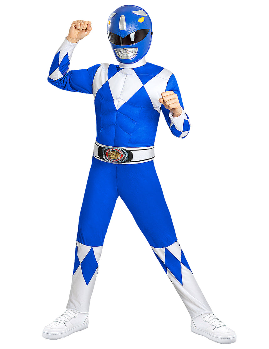 Déguisement Power Ranger musclé bleu enfant