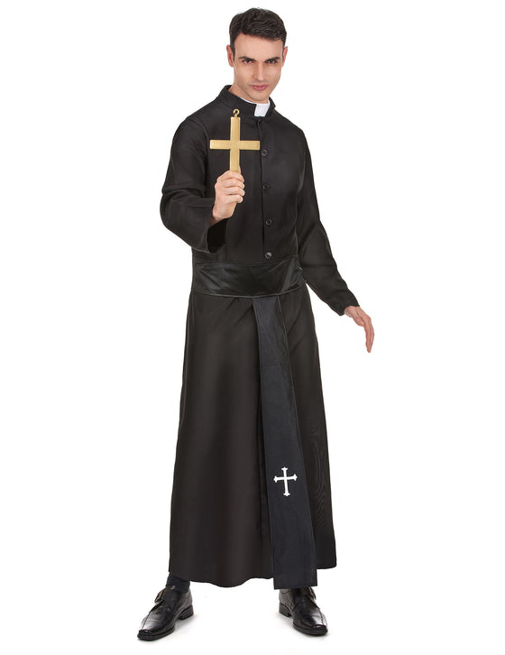 Déguisement prêtre avec col blanc homme