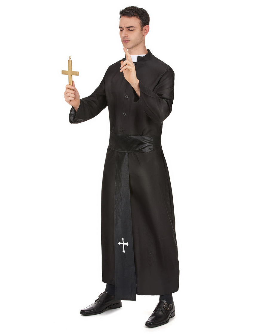 Déguisement prêtre avec col blanc homme
