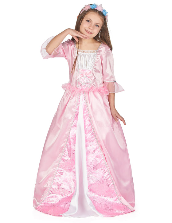 Déguisement princesse avec une couronne à fleurs fille