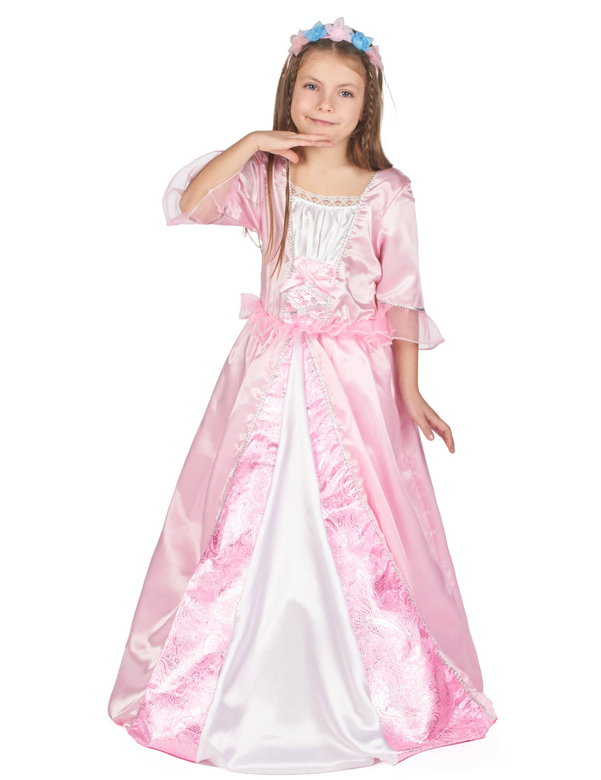 Déguisement princesse avec une couronne à fleurs fille