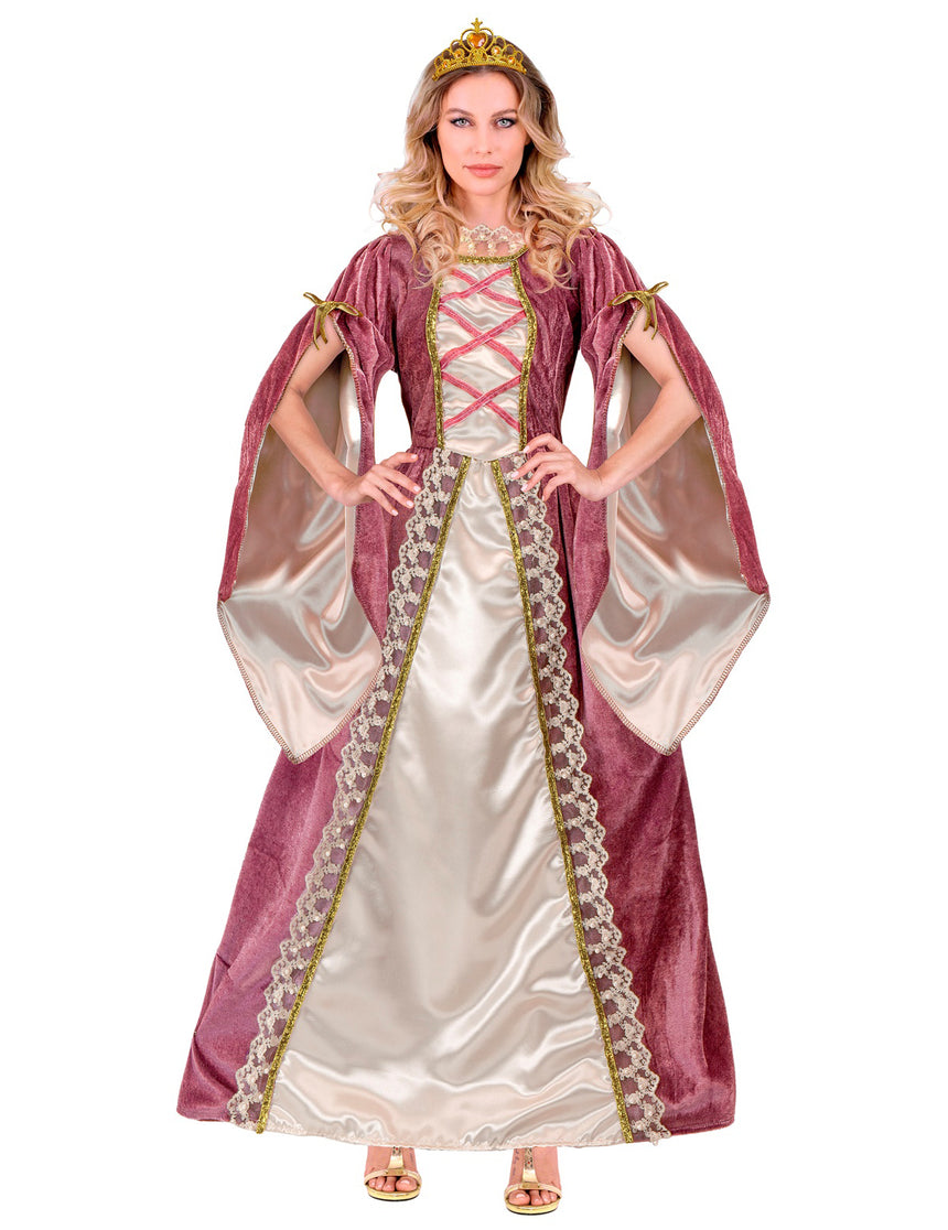 Déguisement princesse médiévale rose et blanche femme