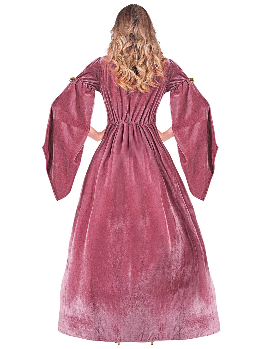 Déguisement princesse médiévale rose et blanche femme