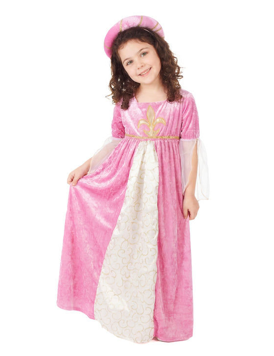 Déguisement princesse médiévale rose et or fille