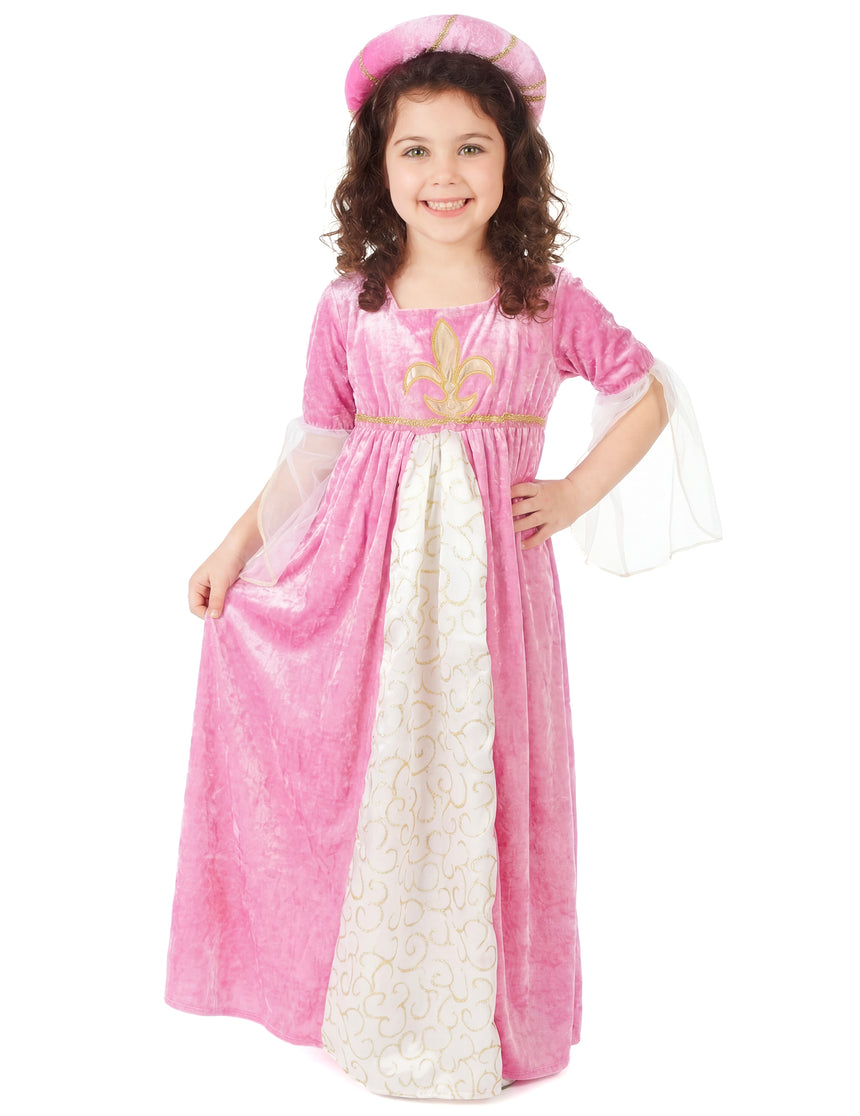 Déguisement princesse médiévale rose et or fille