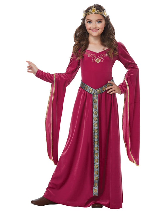 Déguisement princesse médiévale velours rose fille