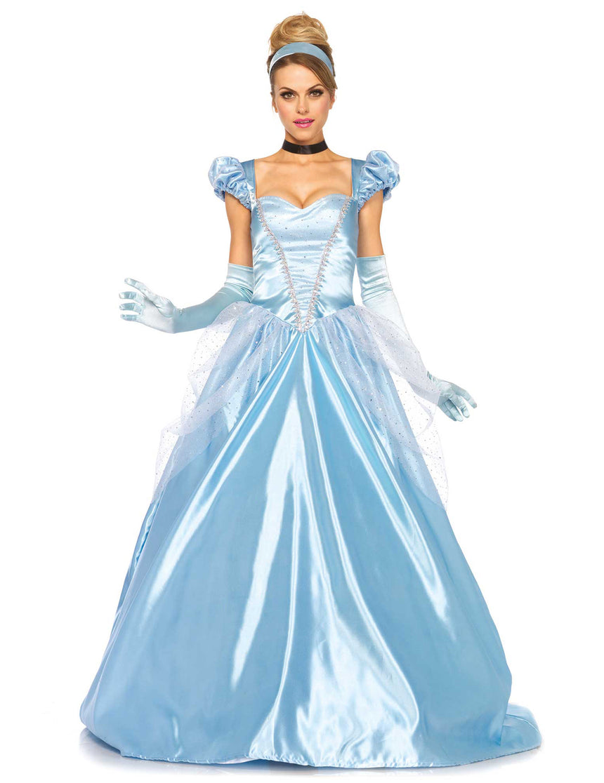 Déguisement princesse robe bleu satiné femme