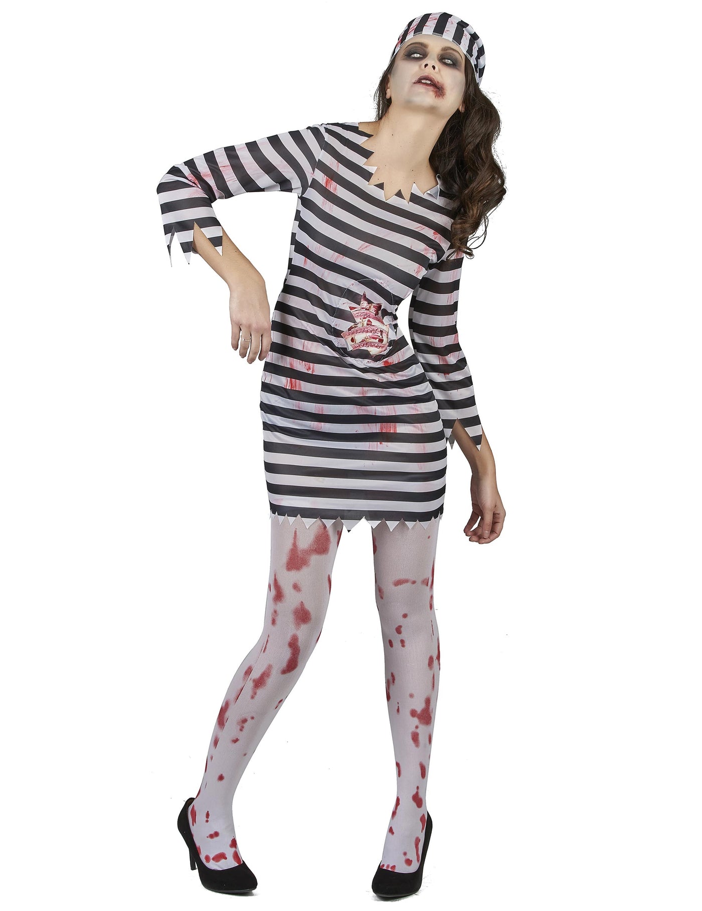 Déguisement effrayant prisonnière zombie femme