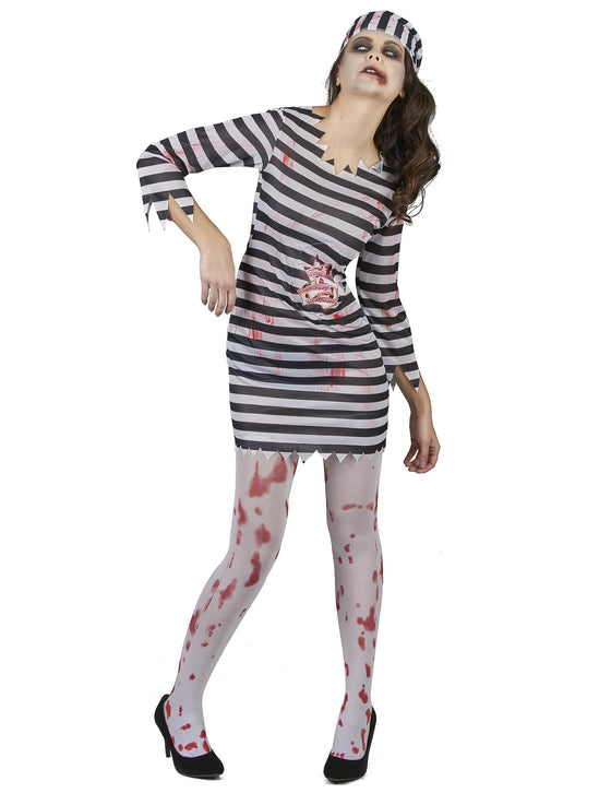 Déguisement effrayant prisonnière zombie femme
