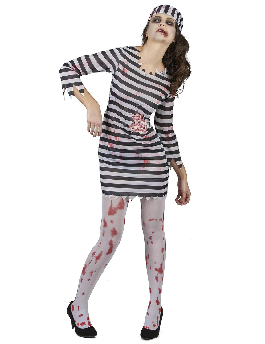 Déguisement effrayant prisonnière zombie femme