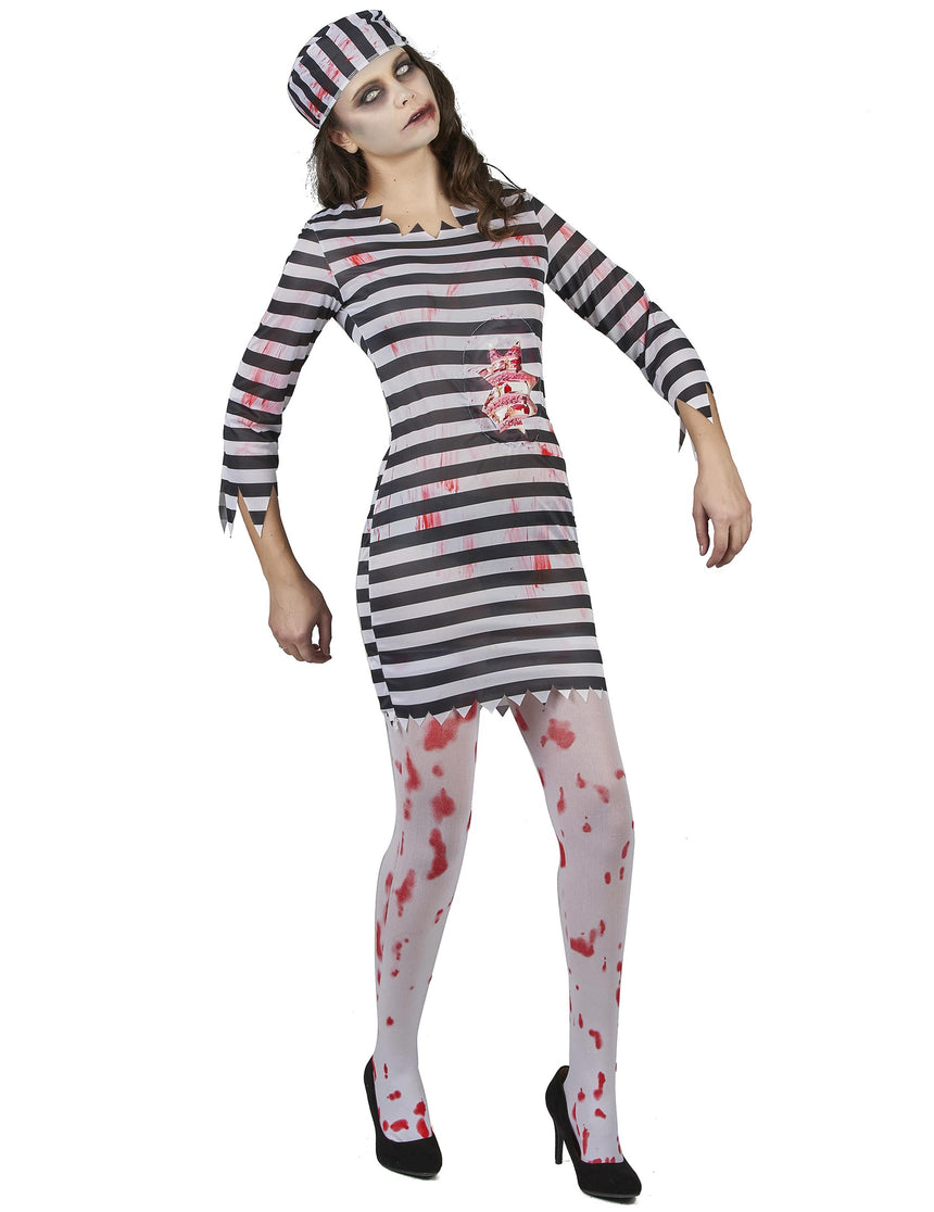 Déguisement effrayant prisonnière zombie femme