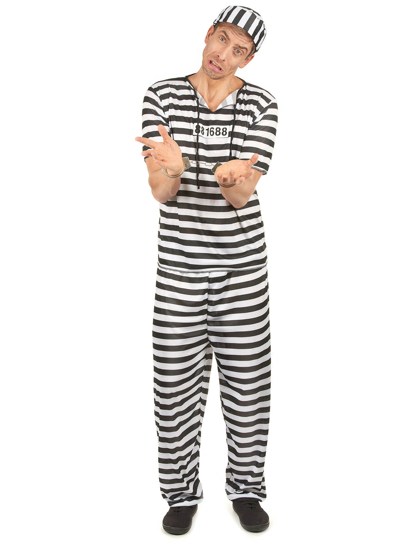 Déguisement prisonnier noir et blanc homme