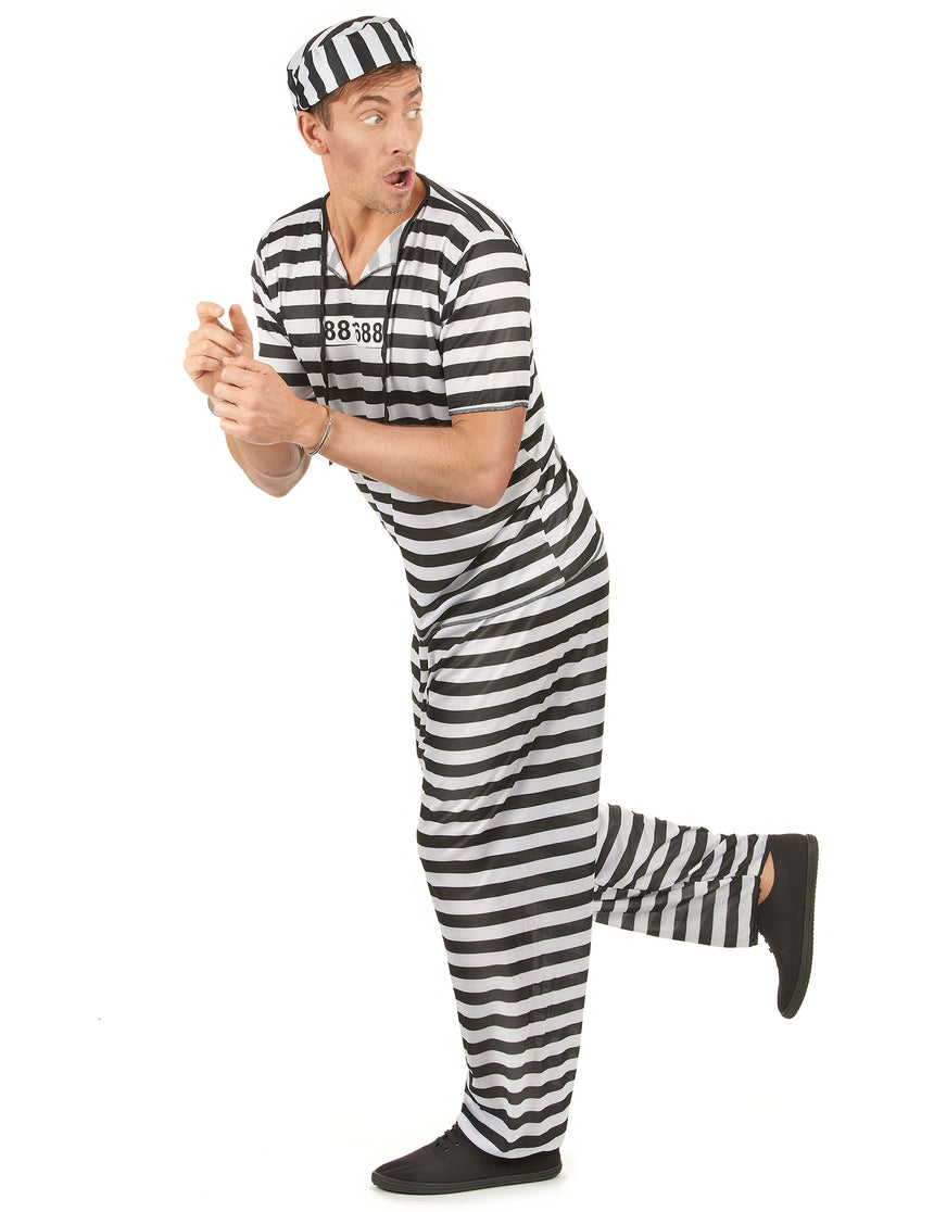 Déguisement prisonnier noir et blanc homme