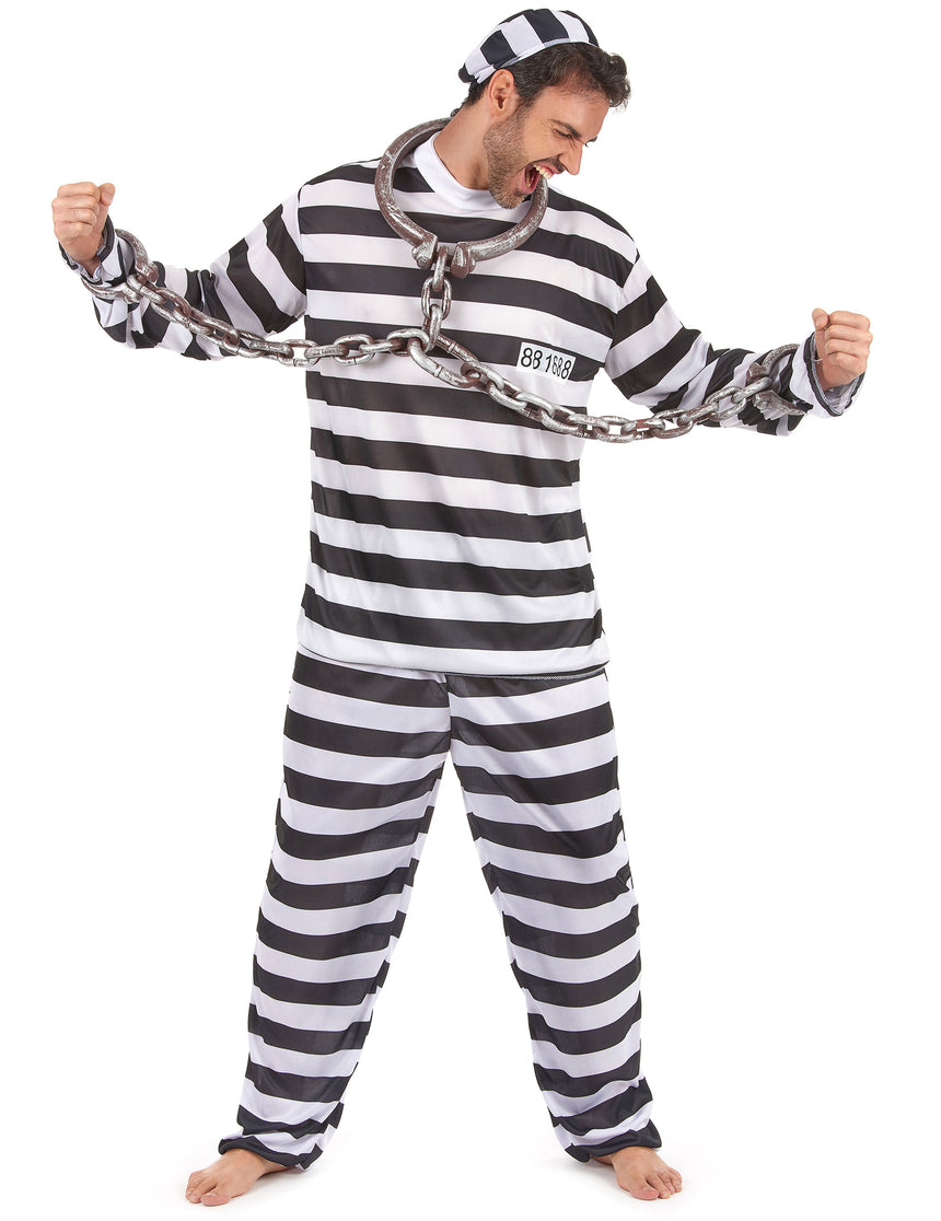 Déguisement de prisonnier noir et blanc homme