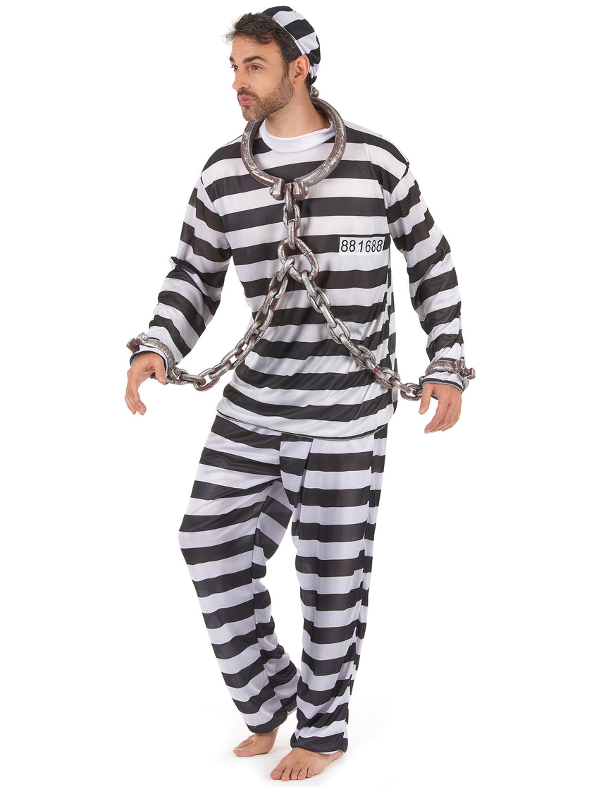 Déguisement de prisonnier noir et blanc homme