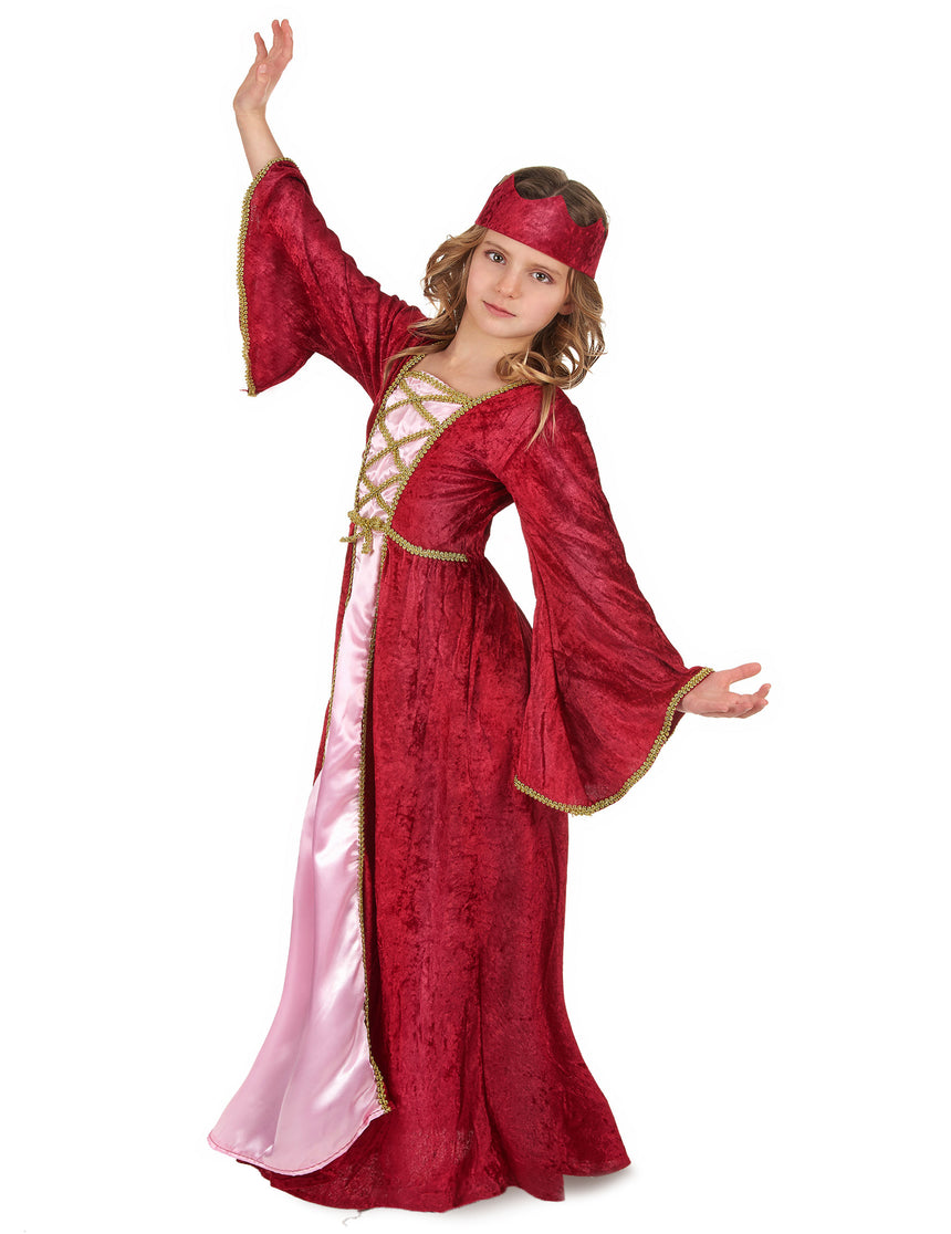 Déguisement reine médiévale rouge fille