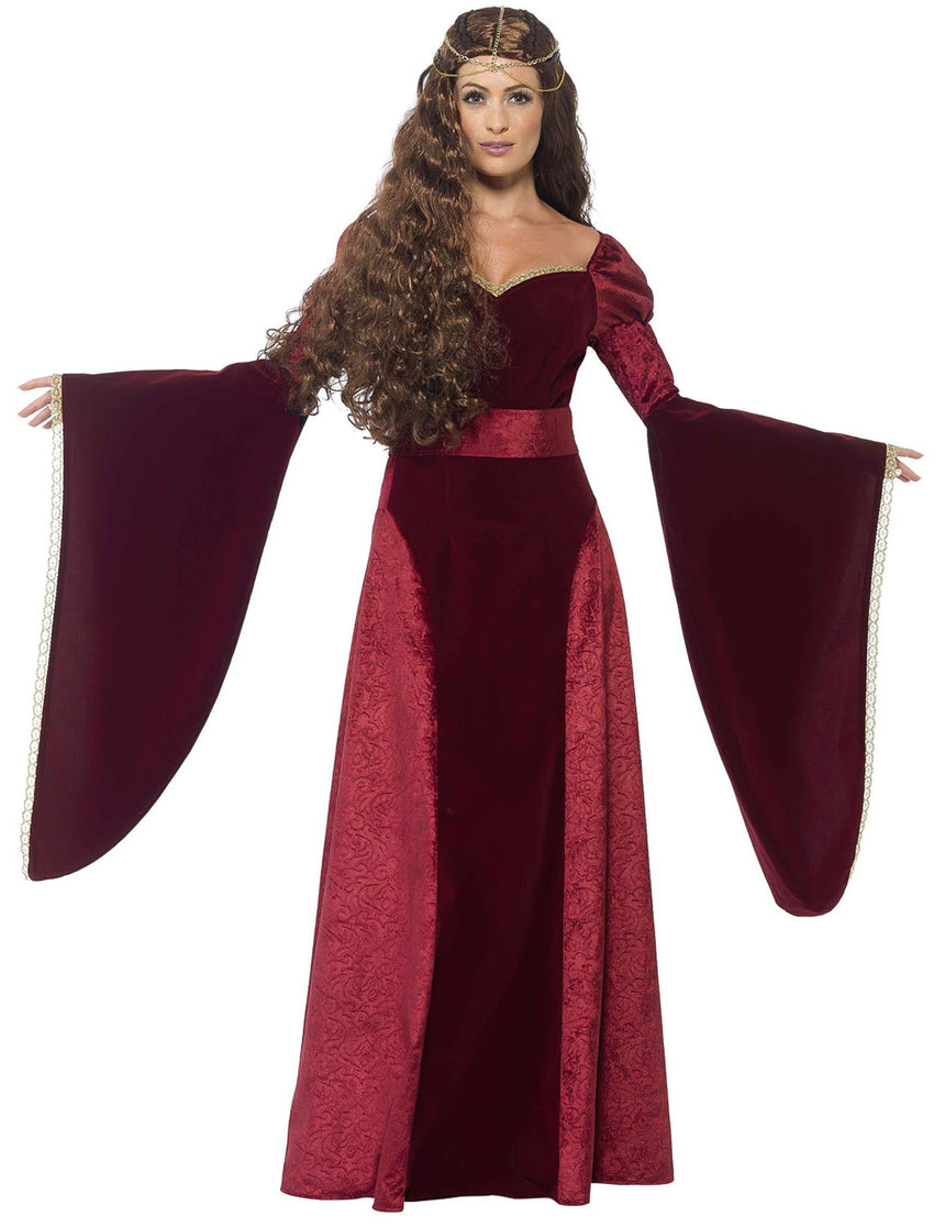 Déguisement reine médiévale rouge femme